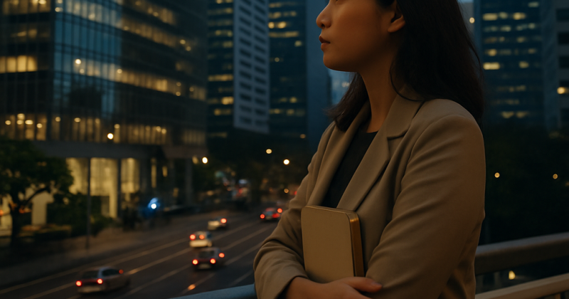 Cerpen urban bergaya Arswendo: seorang profesional kota merawat sepotong hening di antara gedung kaca—menanam kebiasaan kecil, memilih yang penting, dan tumbuh tanpa bising.