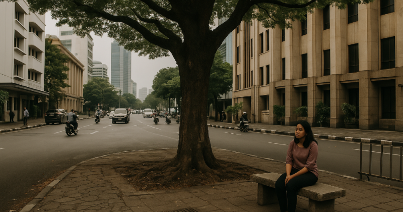 Cerpen urban tentang Jayeng yang memilih memanusiakan kerja—apresiasi, keseimbangan, dan akar kearifan Jawa—hingga lahir “Pohon di Tengah Kota”.