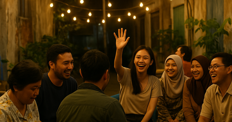 Cerpen emosional berlatar kota: Retna, Jayeng, Nis, Maya–Madi merajut Layar Terbuka, menambal hidup dengan kebaikan kecil yang selalu kembali.