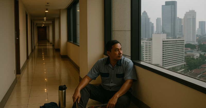 Cerpen filmis tentang Joko di hotel kota yang mengubah perebutan kuasa menjadi debat ide dan perbaikan proses. Menyentuh, logis, dan memanusiakan kerja.