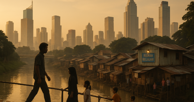 Cerpen filmis tentang Wiria yang meninggalkan karier gemerlap demi membangun “Rumah Jembatan” di Jakarta—perjalanan menemukan diri dan kehidupan sejati.
