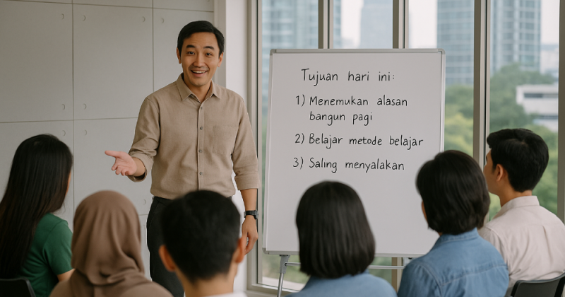 Cerita urban tentang trainer yang menemukan makna di ruang kelas: gairah mengajar, metodologi yang membumi, dan para peserta yang matanya akhirnya menyala.