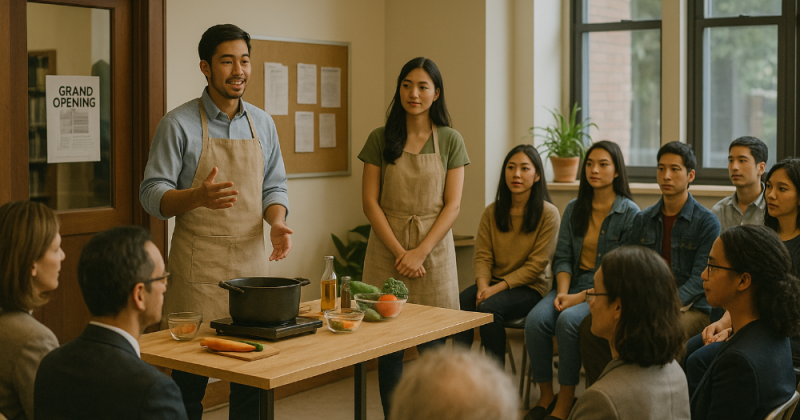 Cerpen tentang Pendiri start-up menolak investasi beracun, memindahkan panggung ke perpustakaan kota, menyalakan dapur jujur—kisah urban hangat tentang etika, cinta, dan pulang.