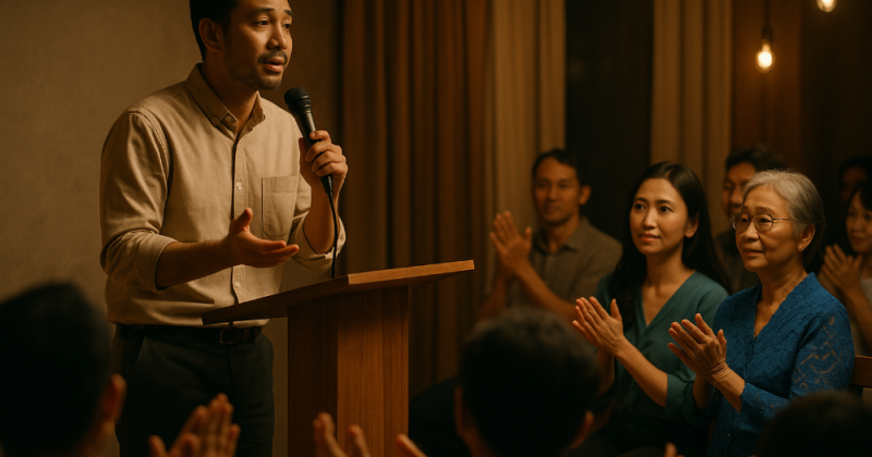 Cerpen urban mengharubiru tentang Panji yang bangkrut, dikhianati, lalu bangkit bersama orang-orang yang memilih tetap tinggal. Bisnis, edukasi, dan pulang ke diri.