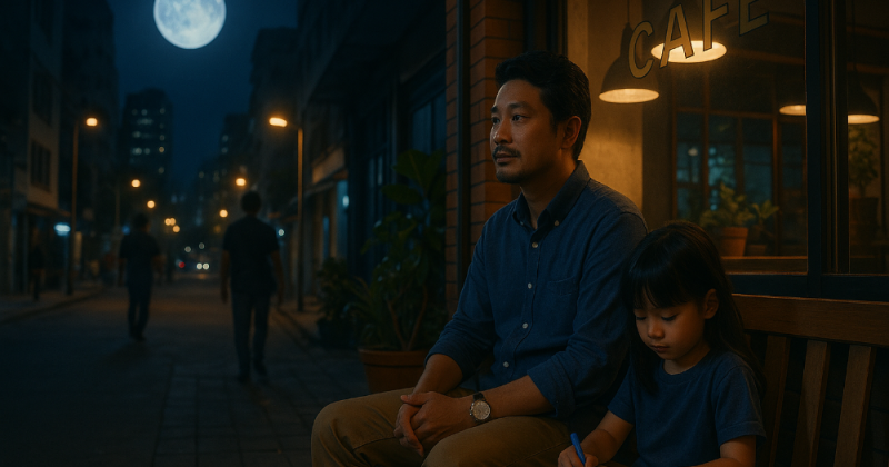 Pada suatu malam purnama, Jokotole duduk di bangku depan kafe. Ia menatap jalan, menghitung orang yang lewat tanpa tujuan selain melewati waktu. Di sampingnya, Gagar Mayang—kini bocah lima tahun—menggambar kapal dengan krayon biru. “Ayah,” katanya tanpa menoleh, “kenapa kapal di gambar adek selalu berputar?” “Supaya tidak menabrak,” jawab Jokotole. “Berarti berputar itu baik?” “Kalau membuatmu selamat, selalu baik.” Gagar Mayang berhenti menggambar, menatap ayahnya, menghafal jawaban itu entah untuk kapan. Di dada Jokotole, ada sesuatu yang juga berhenti sebentar: rasa cemas yang dulu mendorongnya berlomba tanpa memastikan kaki berpijak. Ia merasakan semacam damai yang tidak menyombongkan diri—damai yang memanggil orang-orang bukan dengan panggung, melainkan dengan ruang.