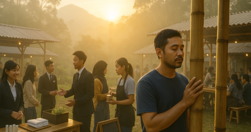 Kisah Jayengrana, profesional urban Jawa Timur, bangkit dari kegagalan melalui academy kopi & hospitality. Doa, keluarga, dan kota membalikkan nasibnya.