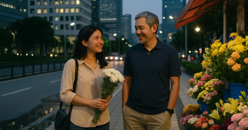 Cerpen urban emosional tentang Sekar dan Inu yang merawat mimpi, menawar kota, dan belajar mencintai takdir: hal baik bertemu yang baik ketika ikhtiar dirawat.