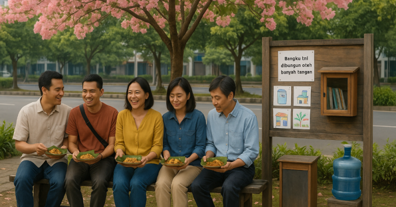 Cerpen urban emosional tentang lima sahabat menata hidup, kerja, dan kota—dari kuliner, arsitektur, hukum, pendidikan, hingga fintech—dalam cinta yang menumbuhkan.