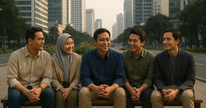 Cerita urban tentang lima sahabat yang belajar menua di kota: membangun, jatuh, memaafkan, dan memulihkan—antara startup, kopi, sekolah, dan kemanusiaan.