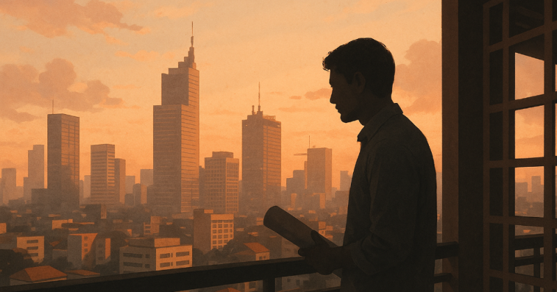 Cerpen urban reflektif tentang keluarga yang membangun bukan hanya gedung, tapi juga cinta, ruang, dan ingatan yang menyembuhkan.