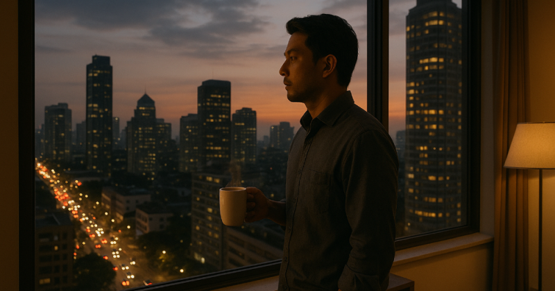 Cerpen filmis tentang Raden Arga, profesional kelas menengah atas yang kehilangan tunangan dan ambisi lama, lalu memilih kedamaian sebagai cara baru menjalani hidup.