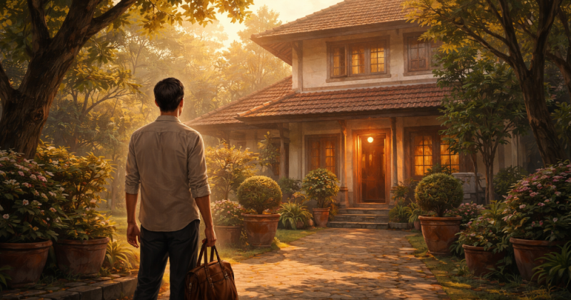 Cerpen emosional berlatar Jakarta–Malang: Langit belajar pelan, menghadapi masa lalu, dan menemukan makna “pulang” di balik karier dan bisnis.