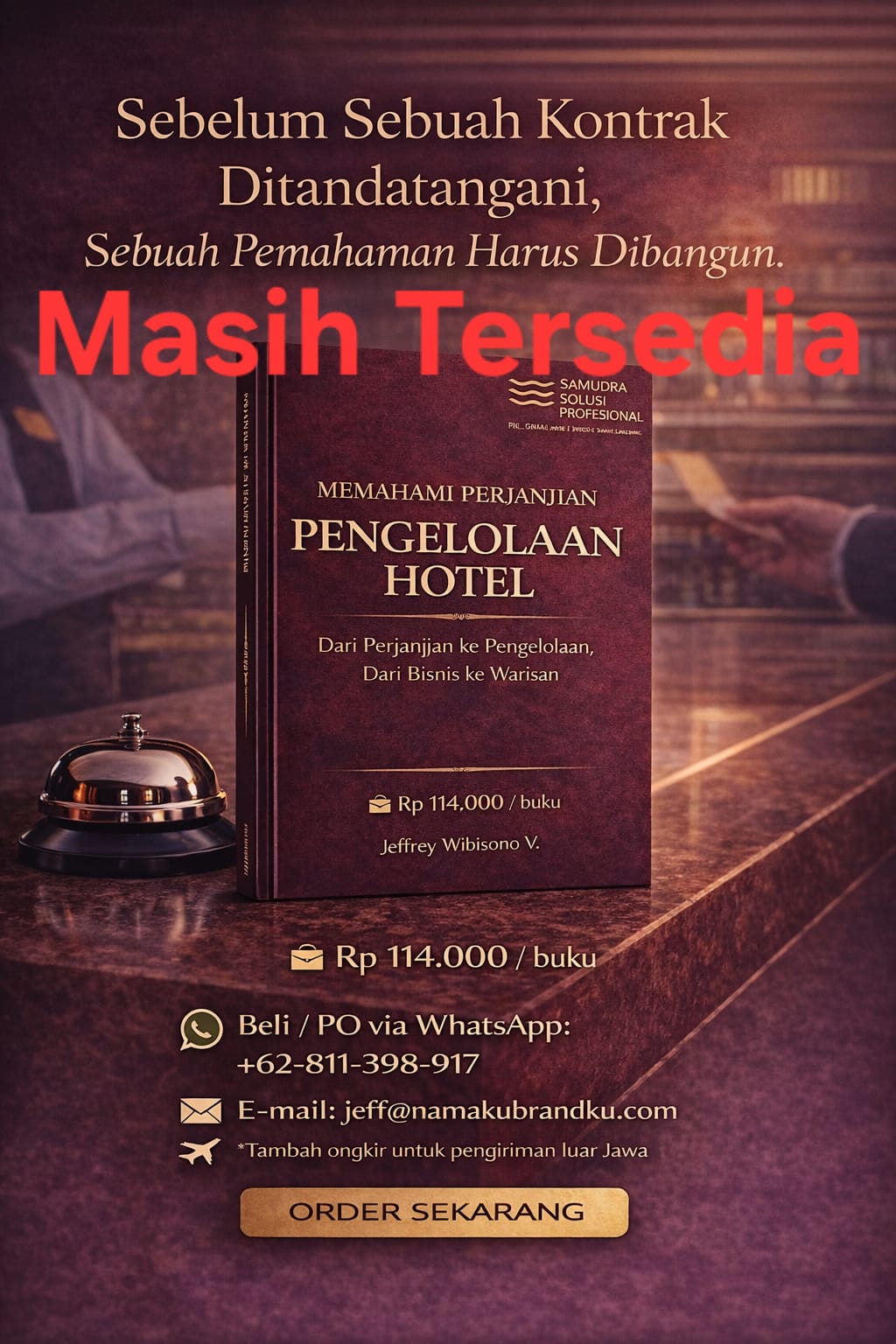 Lebih dari Sekadar Buku Teknis—Ini Peta Etika dan Masa Depan Industri

Jeffrey menegaskan bahwa perjanjian pengelolaan hotel bukan hanya dokumen hukum, tetapi “pernikahan bisnis antara modal dan moral, antara ambisi dan keberlanjutan.”