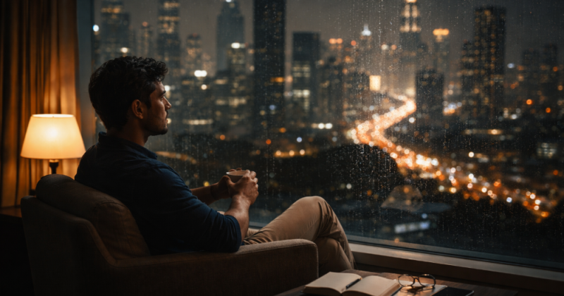 Cerpen sastra emosional berlatar kota Indonesia tentang kehilangan, doa, karier, cinta, dan pulang pada diri sendiri, terinspirasi tujuh karunia Roh Kudus.