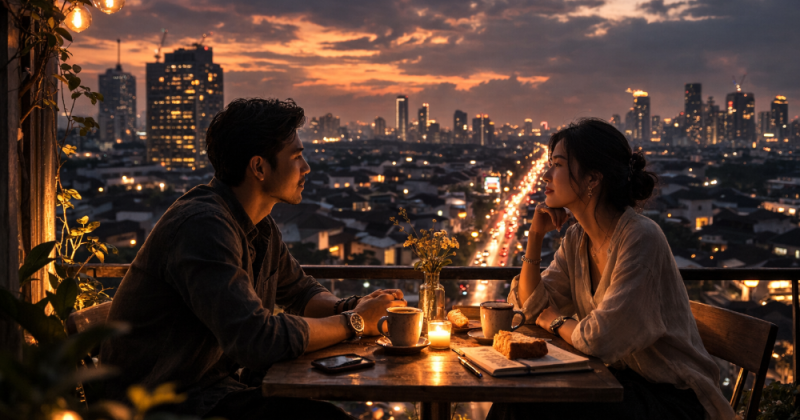 Cerpen emosional berlatar kota Indonesia: Arsa dan Sekartaji merajut cinta dewasa, tanggung jawab, dan perpisahan yang elegan—reflektif, solutif.