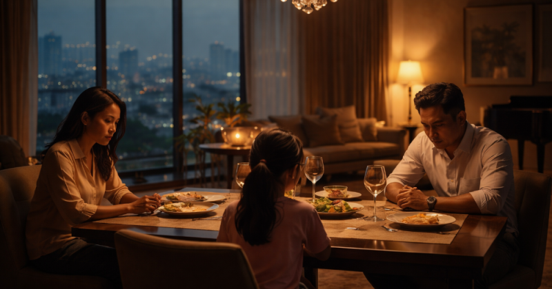 Cerpen emosional tentang rumah tangga urban yang tampak utuh, namun dingin dan rapuh di dalam. Reflektif, gelap, tajam, dan menyentuh hati.