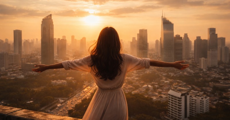Merengkuh Langit adalah cerpen emosional tentang perempuan urban yang belajar menemukan percaya diri, harga diri, dan jati dirinya di tengah tekanan hidup.