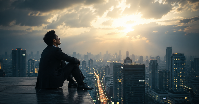 Cerpen reflektif tentang pria, nasib, karier, bisnis, dan keberuntungan yang mengajarkan bahwa langit indah hanya tempat singgah.