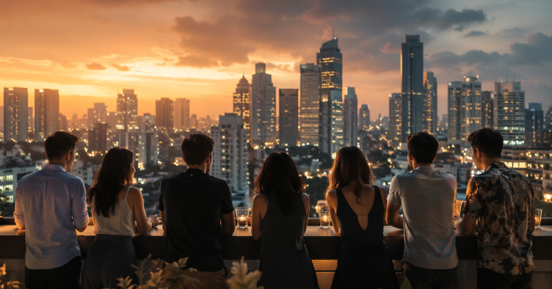 Cerpen sastra emosional tentang persahabatan dewasa, bisnis, luka batin, dan kehidupan kelas menengah atas di perkotaan Indonesia yang reflektif.